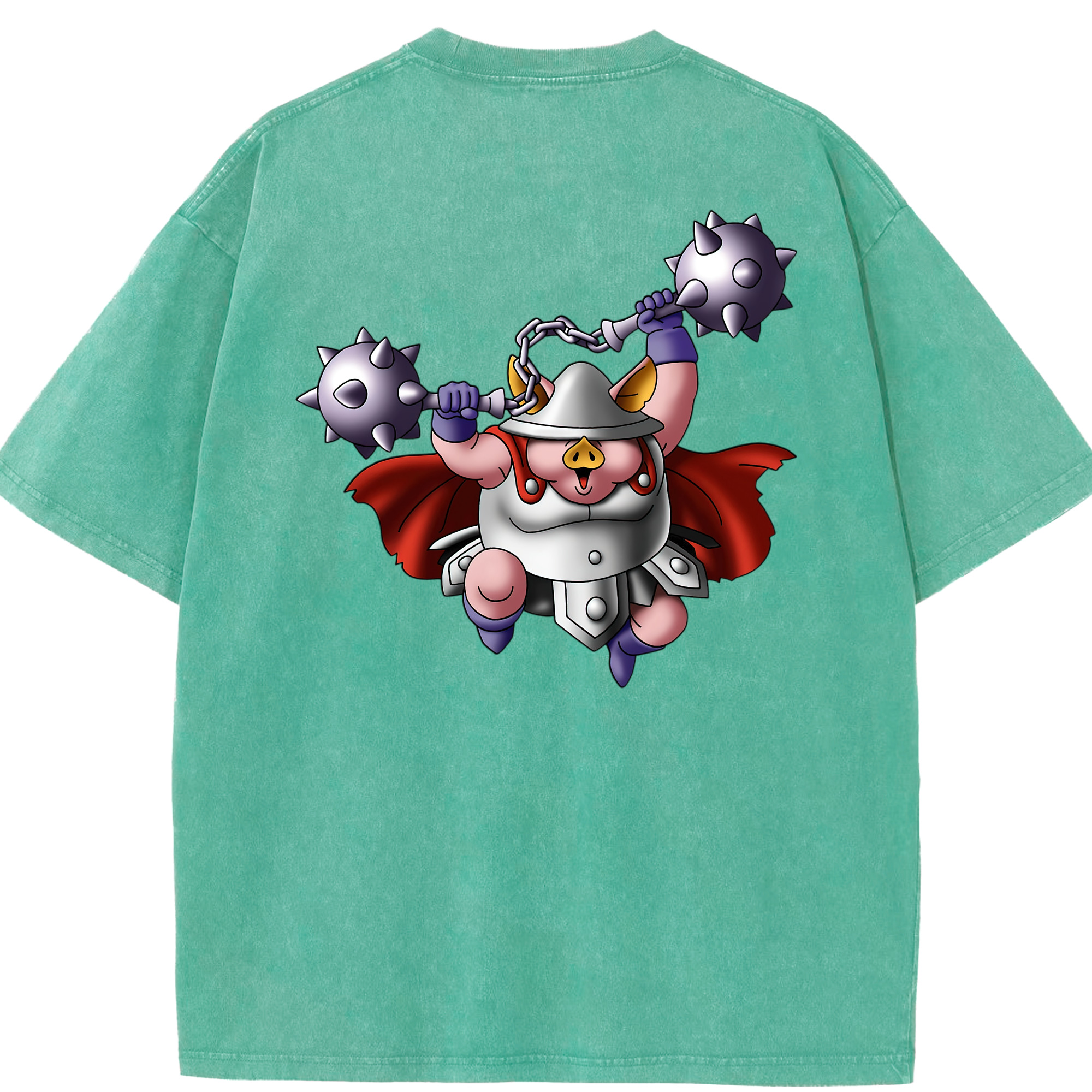 （画像用） ドラゴンクエスト Doragon Kuesuto Dragon Quest 綿100% ヴィンテージ風 半袖Tシャツ（背面プリント）